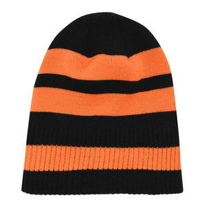 Gorro de Punto Personalizado con Logo, Rayas Naranja y Negras, Gorro de Invierno Casual Acanalado, Gorra de Calavera con Colores de Equipo, Gorro de Fanático, Venta al por Mayor - Product Image 3