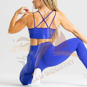 Ensemble de yoga pour femmes de haute qualité, best-seller, taille élastique, 2 pièces, motif uni, logo personnalisé sur le devant - Product Image 4