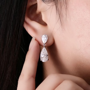 High On Demand Moissanite Diamond Drop <b>Earrings</b> <b>Fine</b> Jewelry for Women with Comfortable Everyday Wear Available At Export Price - Product Image 3