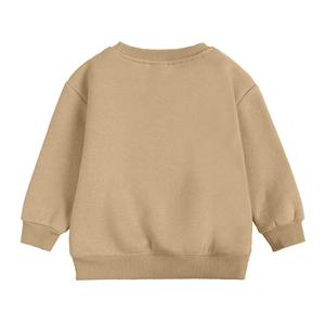 Sweat-shirt à col rond pour enfants, motif empreinte de patte et battement de cœur, manches longues, décontracté, pour l'automne, unisexe, beige, en coton, fabriqué au Bangladesh - Product Image 2