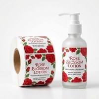 Étiquettes personnalisées en rouleau pour cosmétiques, autocollants en vinyle brillant résistants à l'alcool et imperméables pour emballages de flacons de lotion à la rose