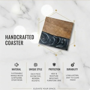 Elegant Decorative Resin Coaster Set For Restaurant <b>Bar</b> Home Kitchen And Contemporary <b>Table</b> Styling - Product Image 1
