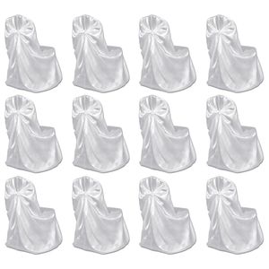 Set di fodera per sedia da banchetto nuziale da 12 pezzi bianca - Product Image 1