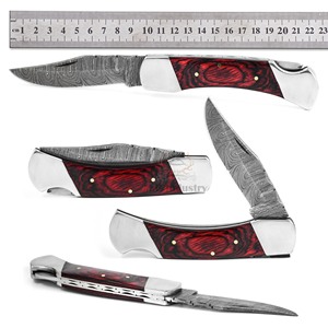Vente en gros Couteau de poche en acier Damas DD-FK-WH925 fait à la main et lame tranchante de haute qualité avec manches en bois exotique pour l'extérieur - Product Image 4