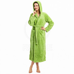 Peignoir pour femme confortable et élégant, toucher pelucheux, 100% coton, manches longues, design luxueux, vêtements de détente pour l'hiver et l'été - Product Image 4