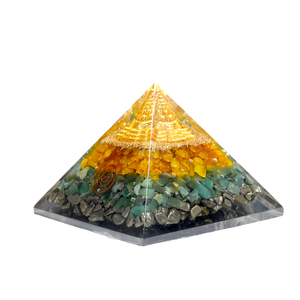 Pirámide de Orgón Sri Yantra para la Abundancia, con Citrino, Aventurina Verde y Piritas, Decoración para el Hogar, Venta al por Mayor - Product Image 1