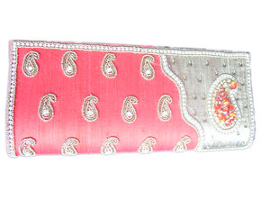 Stylish Red Envelope <b>Clutch</b> With Gold Buttons And Zipper Closure For Evening Party - Product Image 1