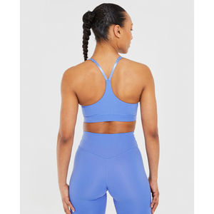 Nouveau design Soutien-gorge de sport bleu cobalt avec bretelles réglables au dos, décolleté en V et maintien élevé pour femme adulte - Product Image 4