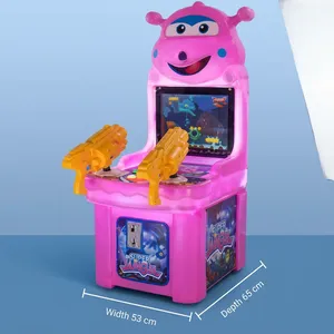 Machine de jeu d'arcade à tir avec pistolet à monnayeur pour 2 joueurs, simulateur de tir vidéo rose avec personnage de dessin animé pour enfants - Product Image 5