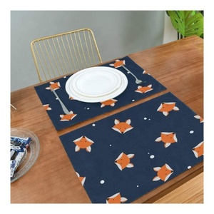 <b>Navy</b> Blue Grape Plant Printed 100% Organic Cotton GOTS Certificate Western Heat Resistant Dining Eco-friendly Table Cloth Mats - Product Image 2