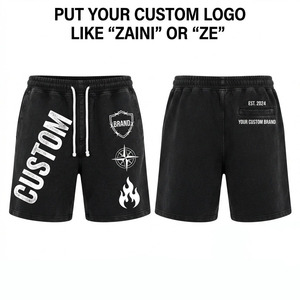 Premium 350 GSM Cotton Rich Fleece Acid Wash <b>Shorts</b> Charcoal Black Custom Logo Heavyweight Streetwear - Product Image 1