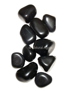 Pierre roulée d'agate noire en gros, pierre précieuse naturelle polie, cristal de guérison, pierre de poche, exportateur, fabricant, fournisseur en vrac - Product Image 1