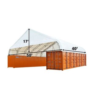 TMG DT50 Pro Series - Copertura in PVC Resistente da 32 once, 15,24 m x 12,19 m, Tettoia Container a Doppia Struttura con Parete Finale Chiusa, Garage Prefabbricato per Stoccaggio - Product Image 4