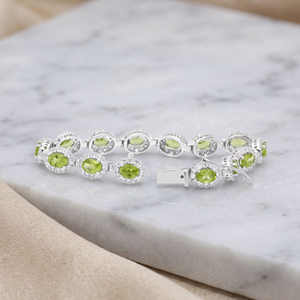 Pulsera de Tenis de Plata de Ley 925 de la Mejor Calidad, Hecha a Mano con Peridoto Natural, Certificada por IGI, Joyería de Lujo para Regalo de Compromiso o Fiesta - Product Image 5