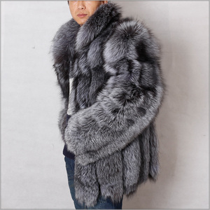 Men Fox Fur Coat Winter Real <b>Silver</b> Fox Fur Coat - Product Image 3