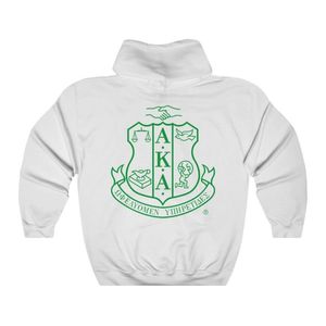 AKA White Hoodie <b>Green</b> Crest Print Fleece Pullover Unisex Greek Sorority Sweatshirt OEM ODM Wholesale - Product Image 2