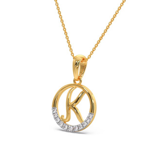 Collier pendentif géométrique ajouré avec initiale K en diamant - Product Image 2