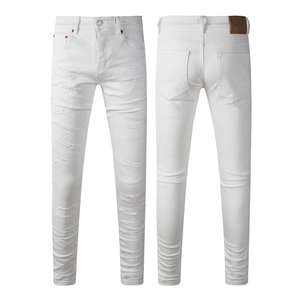 Jean en denim vintage déchiré de luxe pour homme, de haute qualité, respirant, séchage rapide, taille mi-haute, bleu - Product Image 4