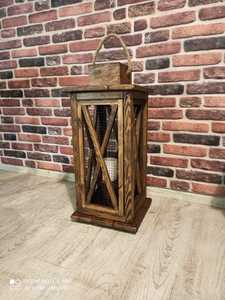 Lot de lanternes rustiques en bois avec porte-bougies en verre et poignées en corde – Lanternes décoratives pour jardin et maison - Product Image 2