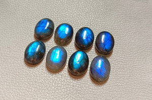 Blue <b>Fire</b> Labradorite Oval Cabochon 12x16mm Loose Gemstone Set Flat Back Polished <b>Stone</b> Lot For Jewelry Making Supplies - Product Image 2