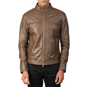 Chaqueta de Motociclista Premium de Cuero PU Marrón, Impermeable y Resistente al Viento, Estilo Clásico Vintage para Hombre, Corte Ajustado, Estilo Urbano - Product Image 4