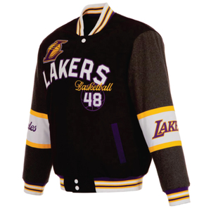 Custom Lakers Men Varsity <b>Jacket</b> Eco-Friendly Reversible Winter Autumn Front Logo Embroidery <b>Patch</b> Ready OEM/ODM - Product Image 5