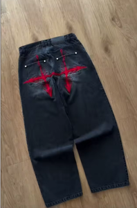 Vintage Black Straight Breathable Lightweight Cotton High Waist Streetwear Jeans Unisex All Season Formal - Product Image 5