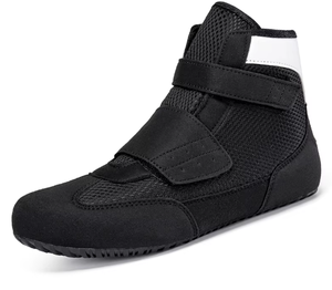 High Top Wrestling <b>Shoes</b> Black Mesh Upper <b>Velcro</b> Strap Rubber Outsole EVA Midsole Unisex Combat Training Footwear - Product Image 4