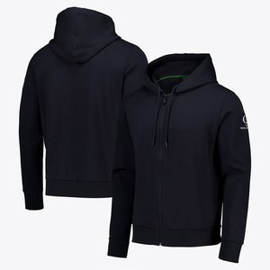 Sweat à capuche numérique uni à fermeture éclair intégrale, coupe classique, 80 % coton 20 % polyester, avec logo brodé, pour poignets et ourlet côtelés en maille, vêtements de sport de golf - Product Image 1