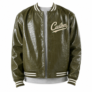 OEM Custom Genuine Leather Varsity <b>Jacket</b> <b>Men's</b> Bomber <b>Jacket</b> Private Label <b>Baseball</b> Letterman <b>Jacket</b> Manufacturer - Product Image 1