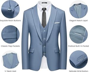 Elegant Slim Fit Wedding <b>Suit</b> Pant Coat Luxury Tuxedo - Product Image 5
