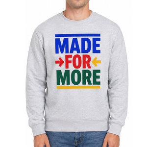 Sudadera de cuello redondo para hombre Made For More, corte regular, estampada, informal, con patrón de letras grises, estilo otoñal - Product Image 1