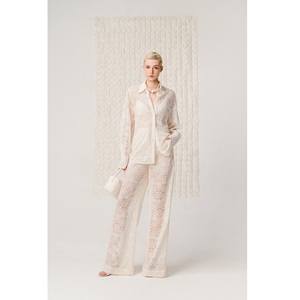 Nuevos Pantalones Anchos Elegantes para Mujer, Pantalones de Encaje de Pierna Ancha, ODM, Algodón Orgánico Japonés, Pantalones Casuales de Verano para Mujer - Product Image 3
