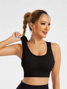 Soutien-gorge de sport sans couture pour femme |   Débardeur court côtelé pour l'entraînement |   Vêtements de sport en nylon et élasthanne à haute élasticité - Product Image 2