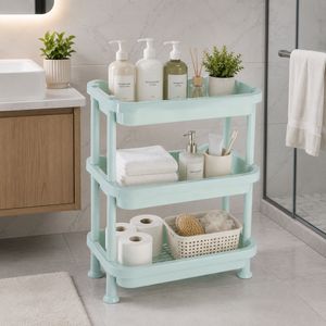 Three-Layer Durable <b>Plastic</b> Storage <b>Rack</b> Organizer Stackable Modern Multifunction Minimalist Design for Kitchen Sundries Holding - Product Image 1