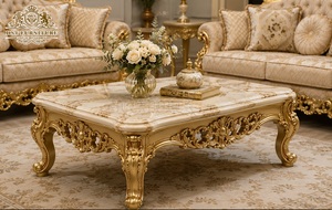 Stylish High End Rococo Designed Living Room Furniture Bespoke European Rococo Sofa Table Set Collection with Premium Upholstery - Product Image 5