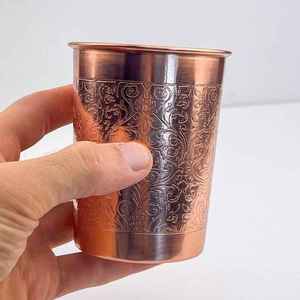 Gobelet à eau en cuivre ayurvédique, finition martelée, verre à boisson, tasse bien-être, vaisselle de cuisine, vente en gros - Product Image 3