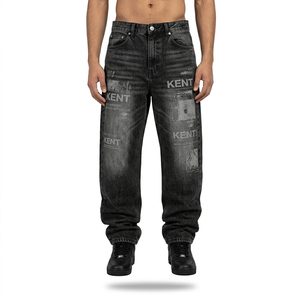 Jeans Anchos Oversize para Hombre, Pantalones Vaqueros Holgados Estilo Urbano, 100% Algodón, Lavado Vintage de Otoño, Pierna Ancha, Personalizados OEM ODM al por Mayor - Product Image 2