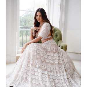 Lehenga Choli de soirée de créateur avec broderie au fil, taille 2XL - Product Image 6