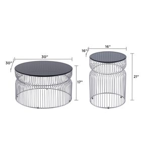 CT901 ET901 Tavolino da Caffè Moderno Contemporaneo da 30 Pollici con Base a Incastro e Piano in Vetro Temperato Colorato, Altezza 21 Pollici - Product Image 3