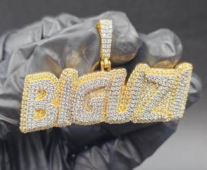 Pendentif Lettre Moissanite Iced Out en Argent 925 Plaqué Or 18K, Coupe Ronde Brillante, Breloque Hip Hop Unisexe - Product Image 4