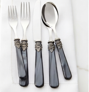 Vintage Flatware <b>Set</b> With <b>Black</b> Handles And Silver Plated <b>Cutlery</b> For Wedding Tabletop And Restaurant Use - Product Image 1