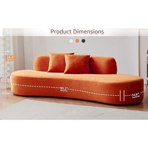 Divano Curvo di Lusso in Velluto da 90 Pollici a 4 Posti con Design a Mezzaluna, Schiuma ad Alta Densità e Cuscini Decorativi per Soggiorno Moderno - Product Image 3