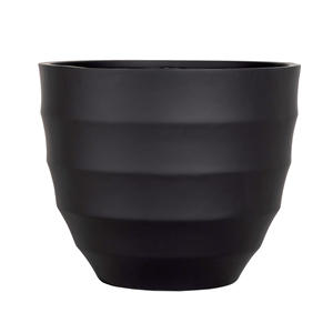 Vase de sol en fibre de verre enveloppé de fibre de verre, finition ébène profonde, avec pied compact de forme géométrique, lot de 5, pour hôtel familial, complexe hôtelier et spa - Product Image 1