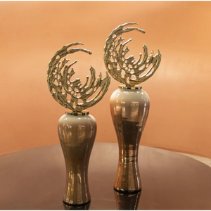 Paire de vases de sol en bronze antique, décoration intérieure, urne à fleurs, ornement d'entrée de mariage, vase haut de luxe à effet aile - Product Image 3