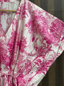 Vestido Maxi Tipo Caftán de Algodón con Estampado Tropical para Mujer, Estilo Boho, para la Playa, Holgado, Lavable, para Uso Diario, Tipo Kimono - Product Image 6