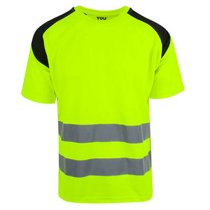 Hot Sale Short Sleeve Safety T-Shirts Round Neck Men Quick Dry High Visibility Reflective Construction Working T-Shirts - Product Image 4