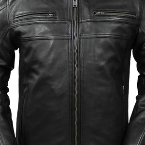 High Quality Fashion Men Genuine Leather Windproof Winter Casual Jacket by <b>Maximize</b> Wear - Product Image 5