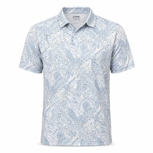 Men's Short Sleeve <b>leaves</b> pattern Print Polo Shirt Breathable quick dry Regular Fit Summer Wear sports and casual polo - Product Image 1