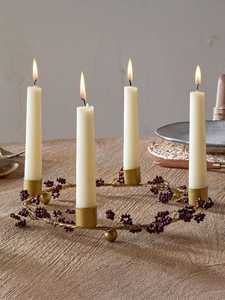 Modern Metal Candle Holder with Berry Garland Round Centerpiece for Christmas <b>Table</b> Decor - Product Image 1